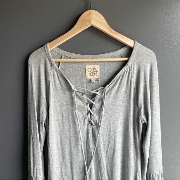 Chaser Womens Lace Up Tunic Dress in Gray - Picture 3 of 6